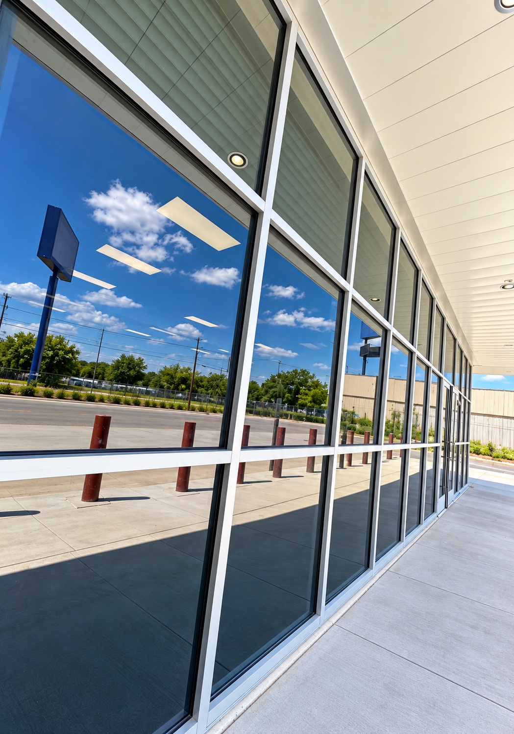 Cash America exterior storefront with aluminum framing and reflective glass