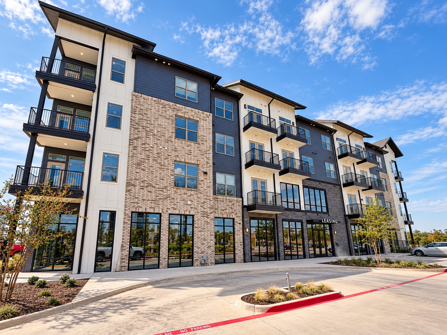 Multifamily storefront and leasing entrance