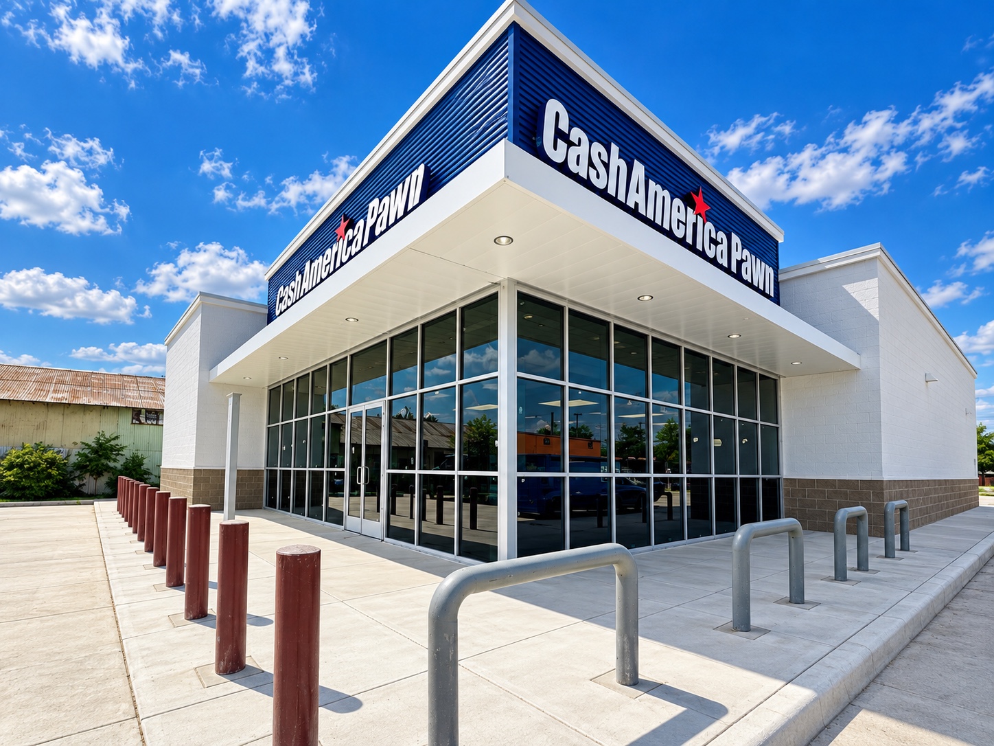 Cash America Pawn storefront wrapping the building corner